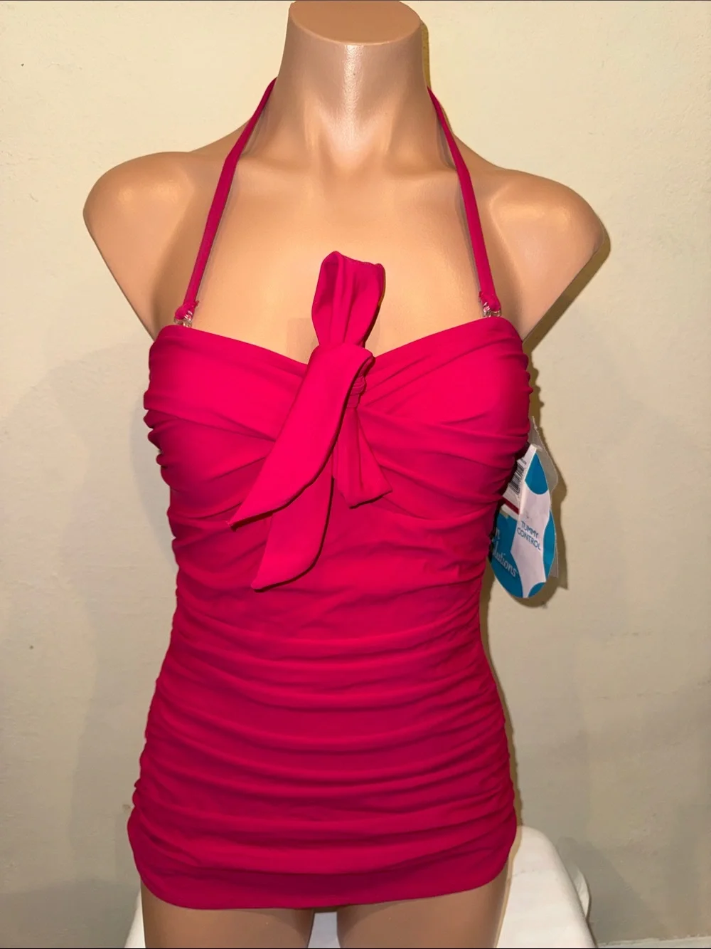 NWT Swim Solutions one piece bandeau swimsuit size 8 Berry - Picture 2 of 3